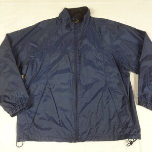 Weather Tamer Blue Long Sleeve Full Zip Nylon Hooded Rain Jacket Men LARGE J838